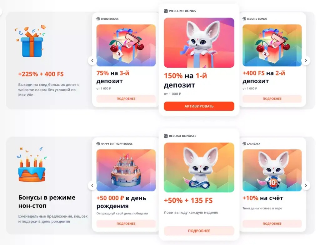 Бонусы и акции Monro Casino